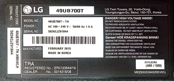 بکلایت و دیفیوزر تلویزیون LG 49UB700T