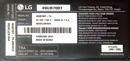 بکلایت و دیفیوزر تلویزیون LG 49UB700T