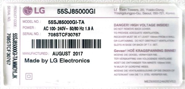 بکلایت و دیفیوزر تلویزیون LG 55SJ85000GI